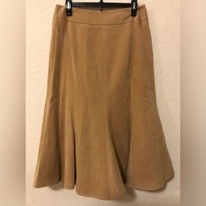 NWT - Judith Hart Petites Faux Suede Flared Midi Skirt